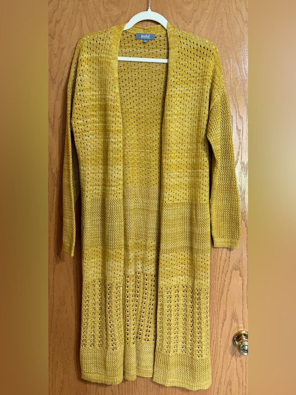 Marled Mustard Yellow Open-Front Marled Knit Cardigan